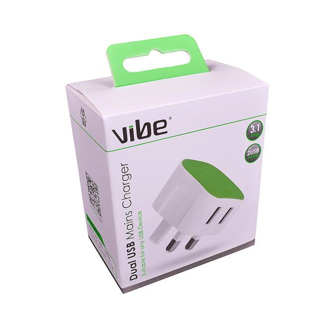 Vibe Mains Charger With Dual USB outputs