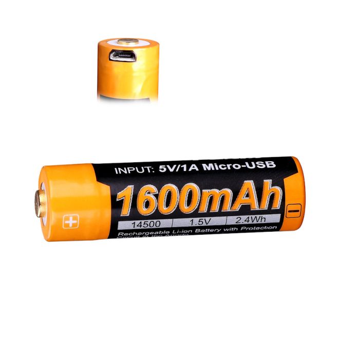 Fenix ARB-L14-1600U 14500 Micro USB 1.5 Volt Battery (AA Replacement)
