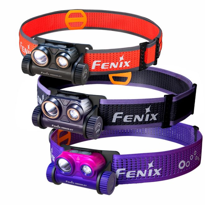All 3 colour options of the Fenix HM65R-DT Head Torch