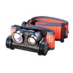 The Fenix head torch, HM65R-DT showing headband folded
