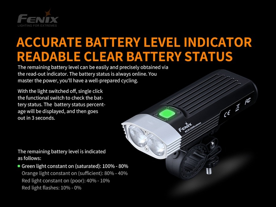 Đèn pin xe đạp FENIX BC30 V2.0 (2200 Lumens) Tặng kèm 2 pin sạc FENIX